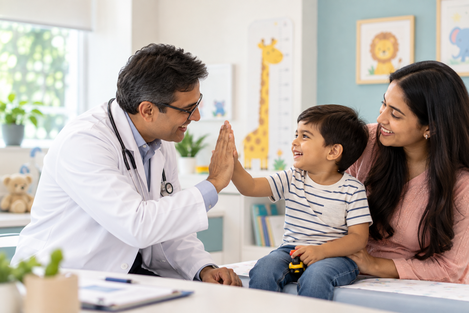 Paediatrician discussing a child’s care with the mother during a consultation